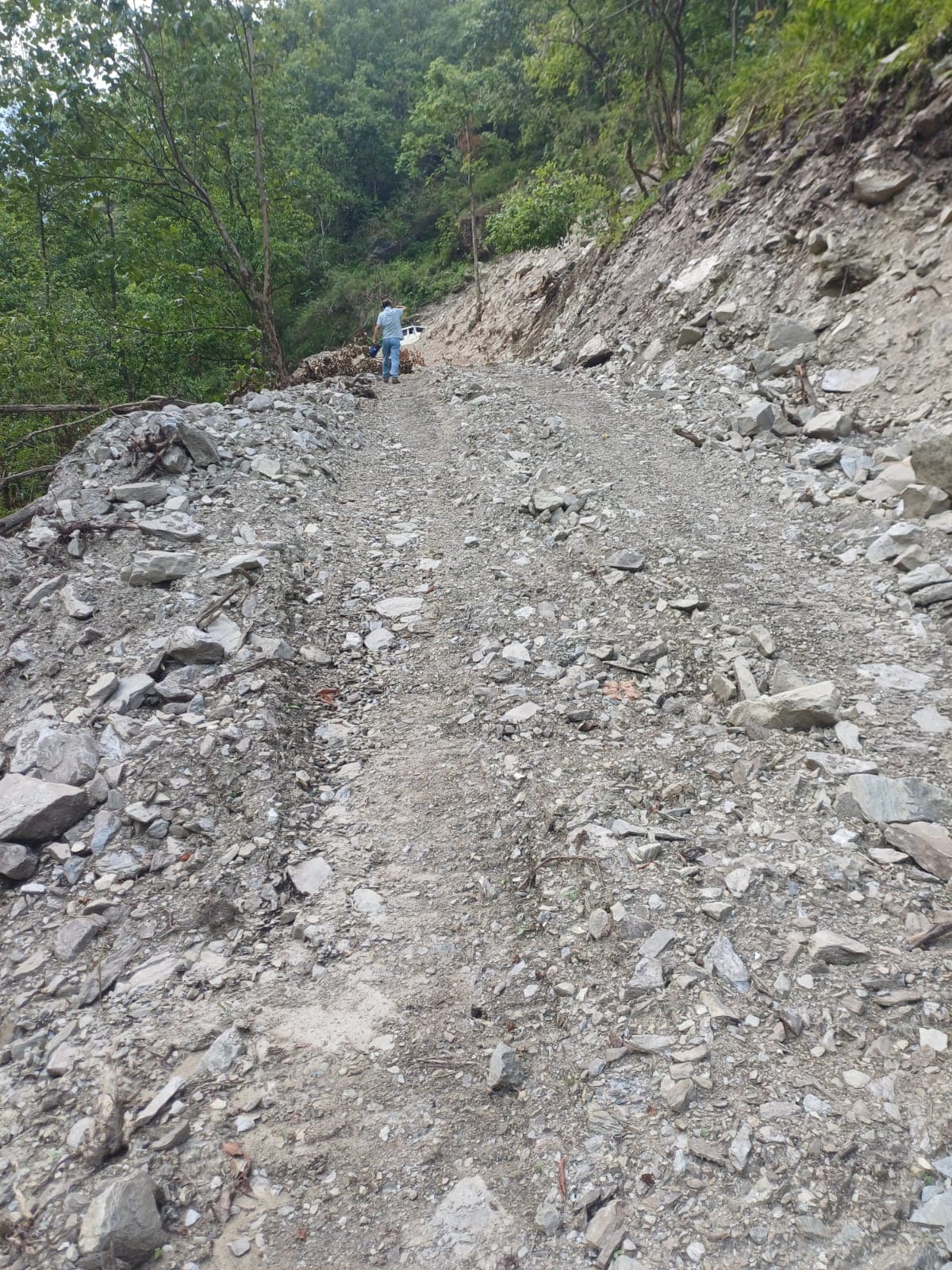 Access road under construction on the hillside